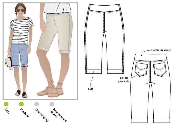 Amanda Stretch Short Sewing Pattern – Casual Patterns – Style Arc