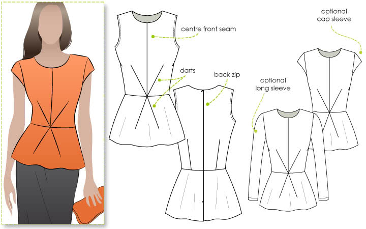 Georgia Peplum Top Sewing Pattern – Cardigan & Top Sewing Patterns – Arc