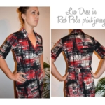 Lea Dress + Blue Poles Print Jersey Sewing Pattern Fabric Bundle By Style Arc