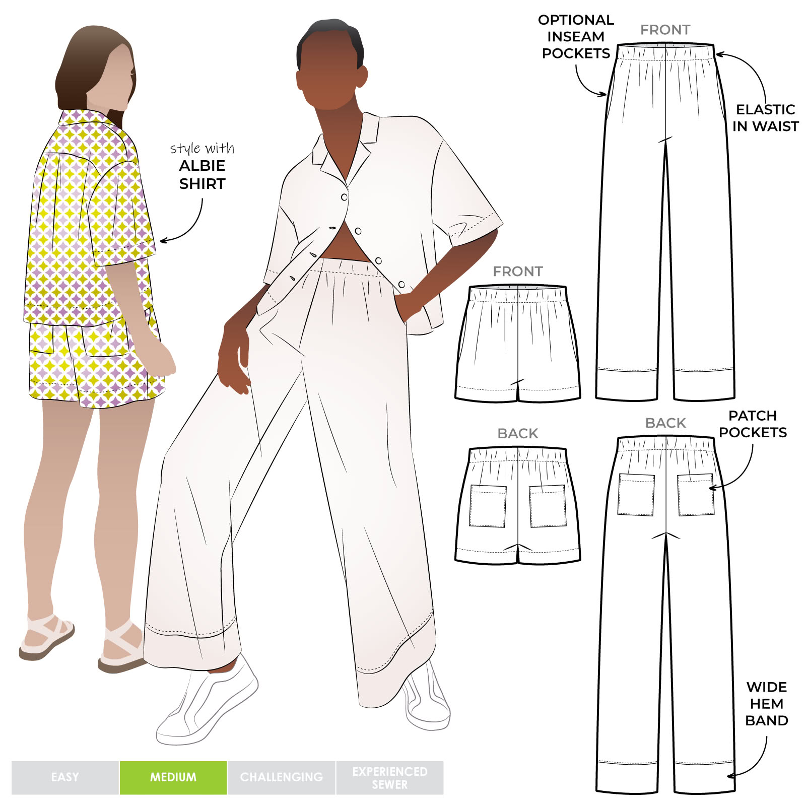 Albie Woven Pant Sewing Pattern And Short Sewing Pattern – Casual Patterns  – Style Arc