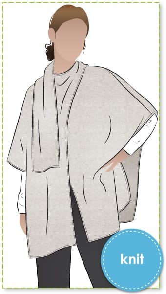 Bijou Cape By Style Arc - An elegant short cape with neck wrap scarf and open side seams for arm movement