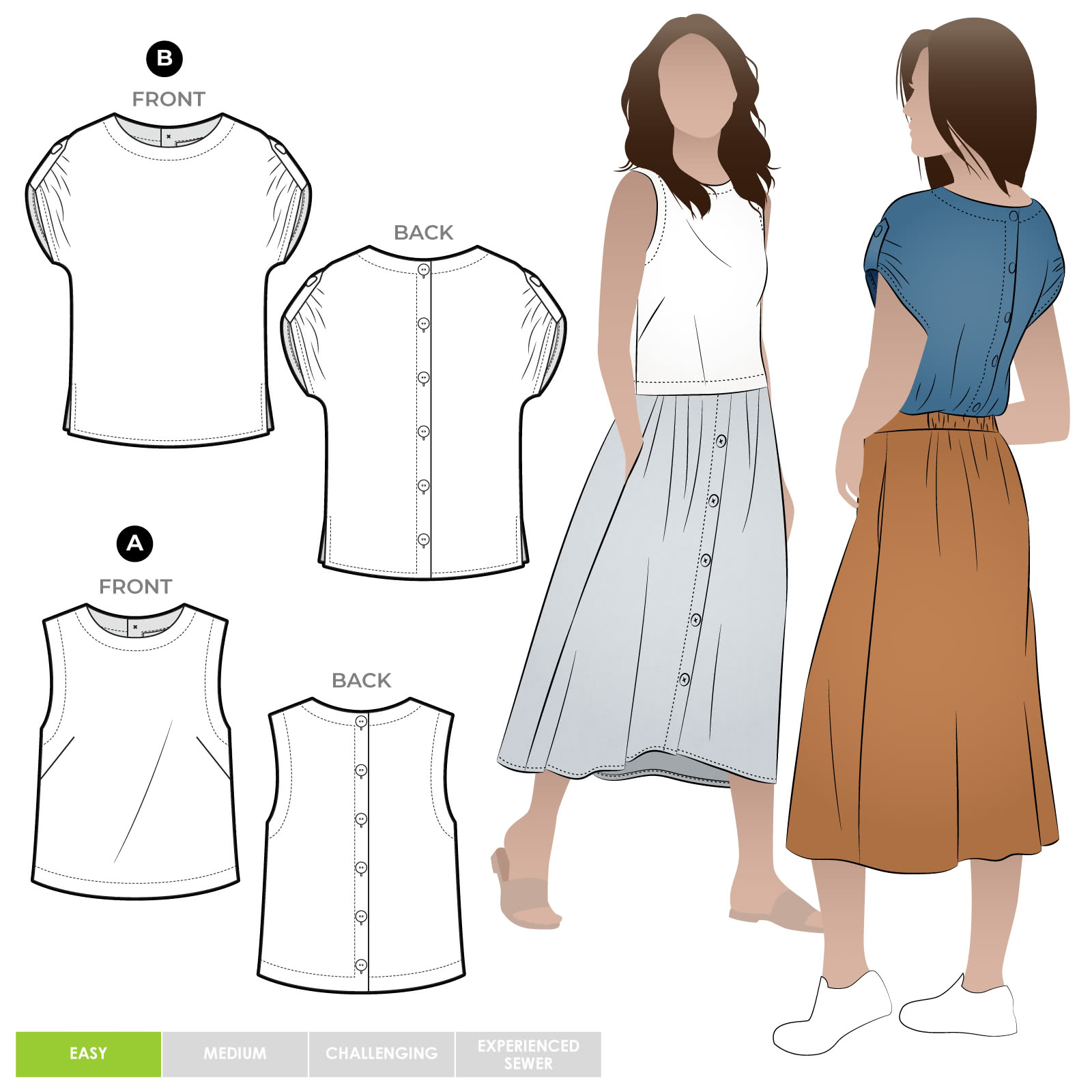 Bonnie Woven Top Sewing Patterns – Casual Patterns – Style Arc