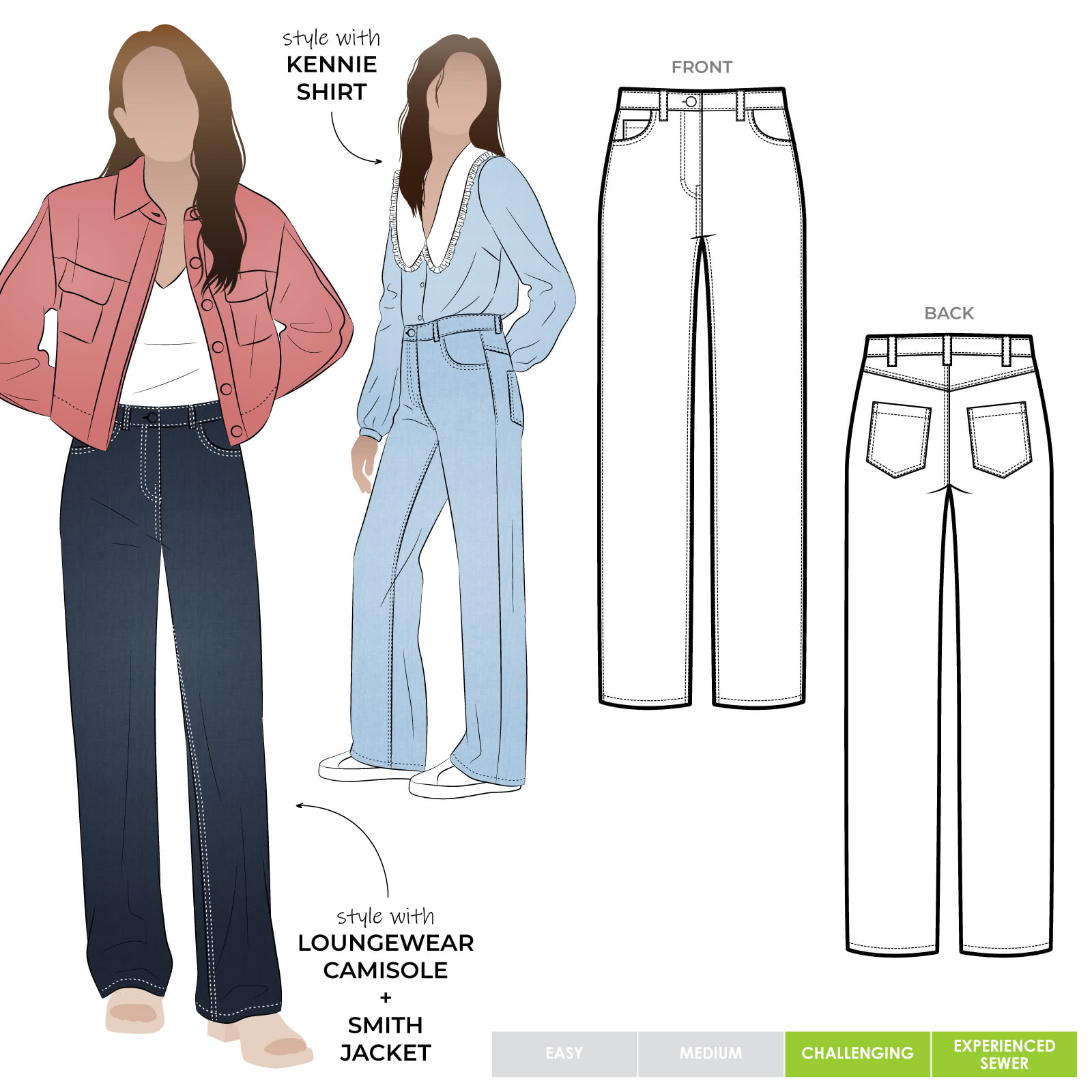 Cannes WideLegged Trousers Paper Sewing Pattern  Liesl  Co