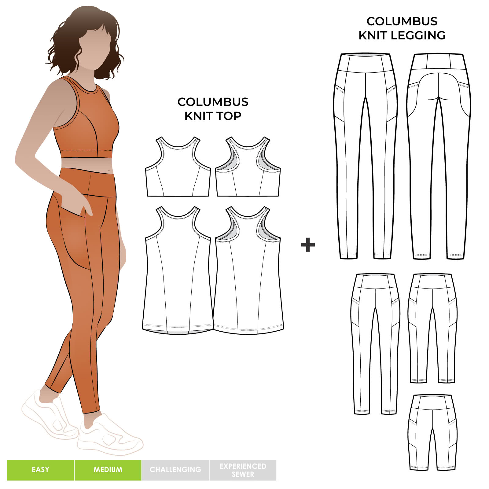 Columbus Knit Top And Legging Bundle – Sewing Pattern Outfits – Style Arc