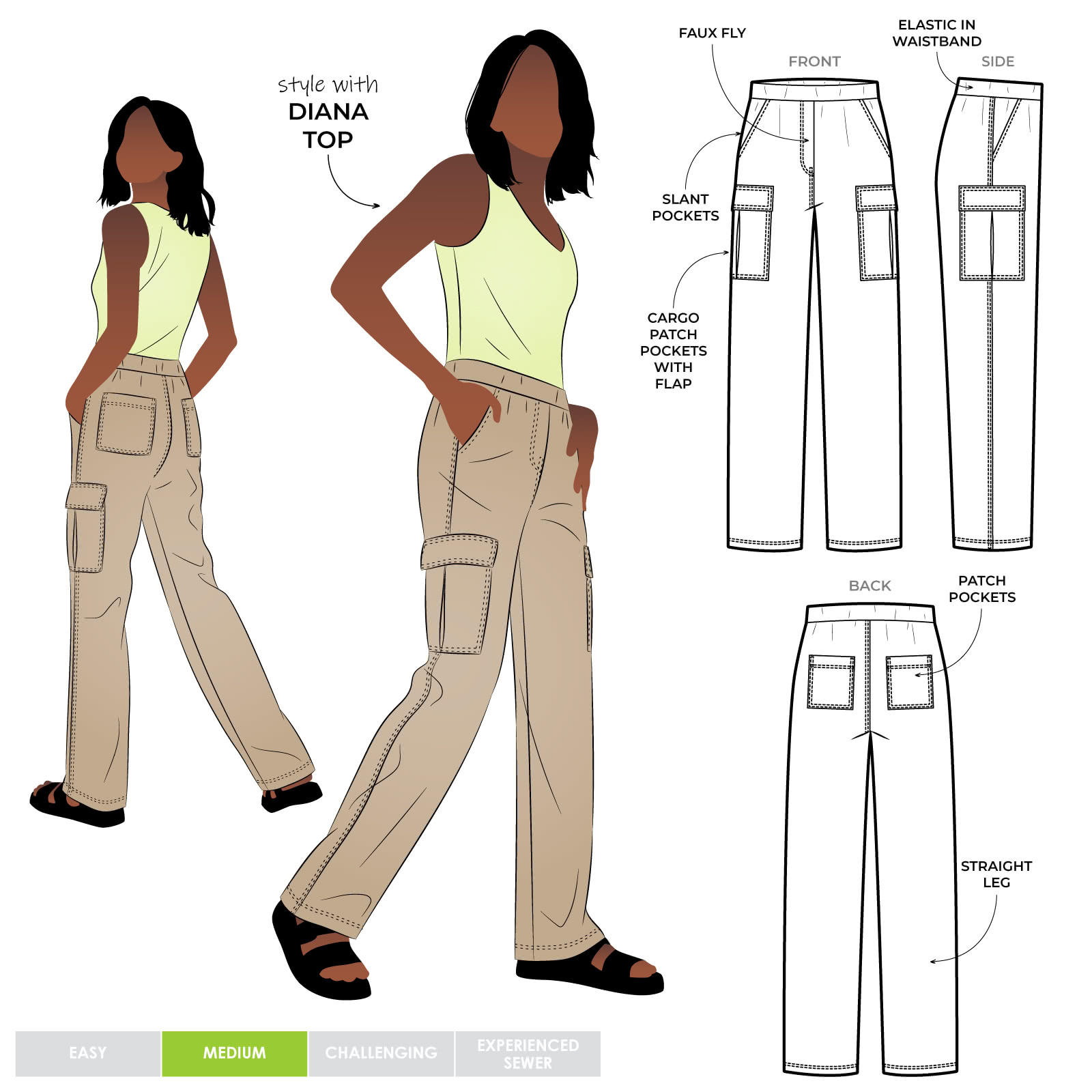 Delta Cargo Pant Sewing Pattern – Casual Patterns – Style Arc