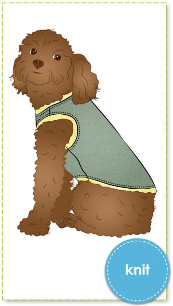 Doggy Vest By Style Arc - PCozy pull-on knit dog vest. Layered pattern in sizes XS-XL (see Description for breed size guide).