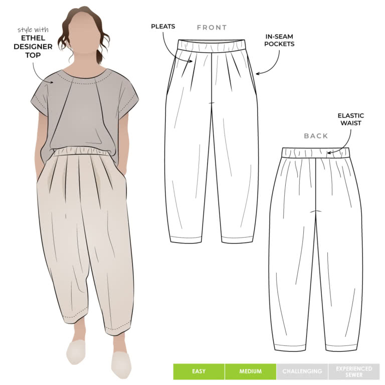 Ethel Designer Pant Sewing Pattern – Casual Patterns – Style Arc