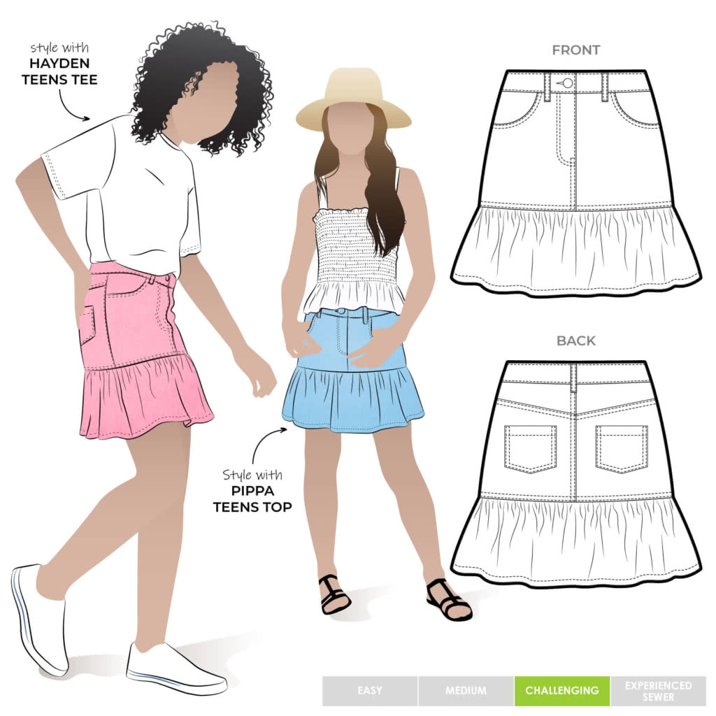 Etta Teens Skirt Sewing Pattern Multi-Size – Casual Patterns – Style Arc