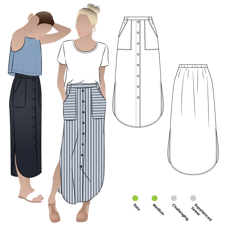 Indigo Maxi Skirt Sewing Pattern PDF PDF Casual Patterns Style Arc