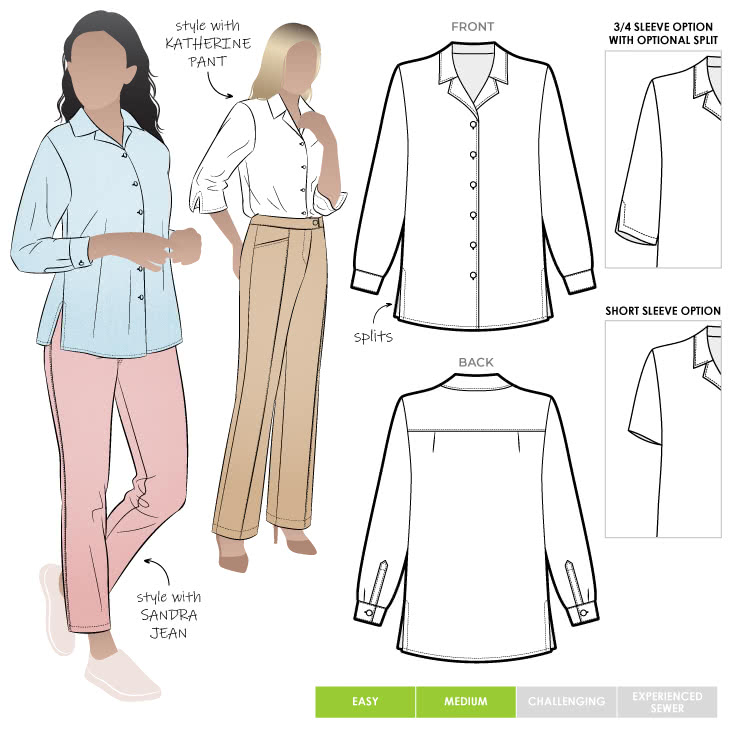 Jane Over-Shirt Sewing Pattern – Casual Patterns – Style Arc