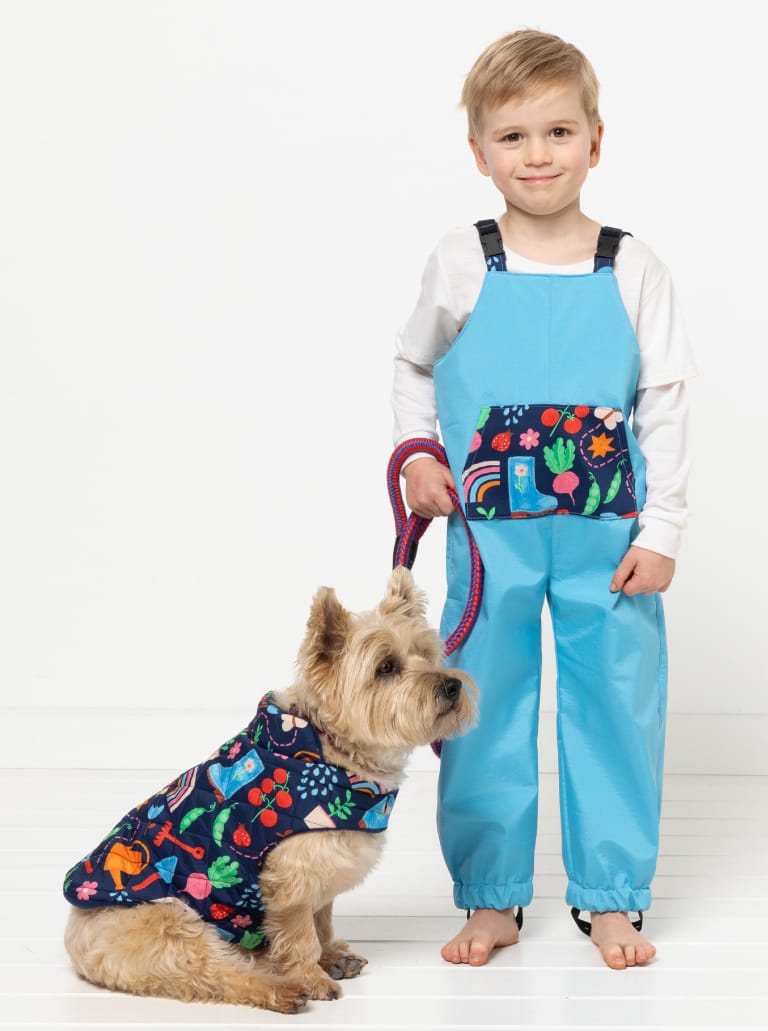 Kids Puddlesuit By Style Arc - Child's wet weather Winter overalls with optional kangaroo pockets and adjustable shoulder straps.