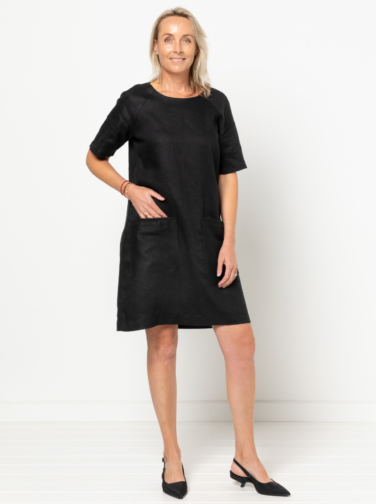 Mary Shift Dress By Style Arc - Raglan sleeves slip dress with patch pockets