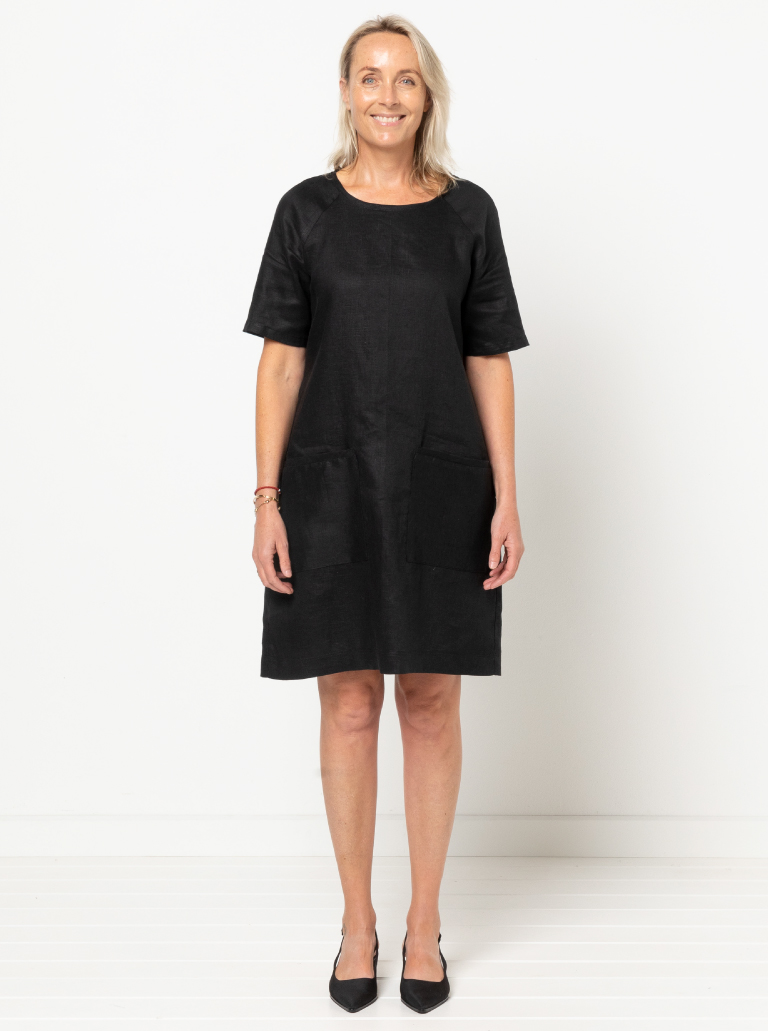 Mary Shift Dress By Style Arc - Raglan sleeves slip dress with patch pockets