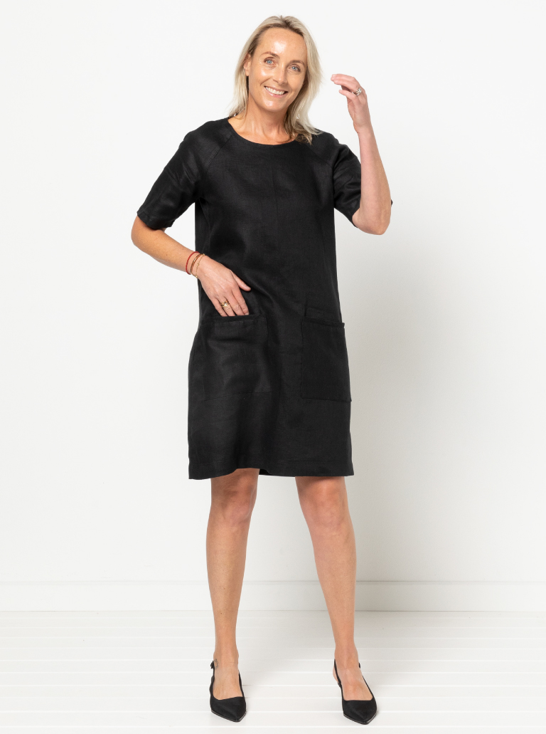 Mary Shift Dress By Style Arc - Raglan sleeves slip dress with patch pockets