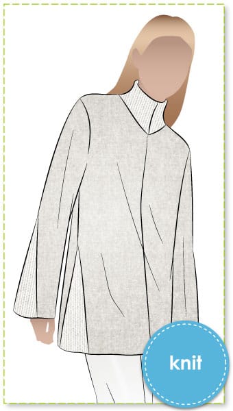 Mavis Knit Tunic By Style Arc - Long sleeved knit tunic with funnel neck