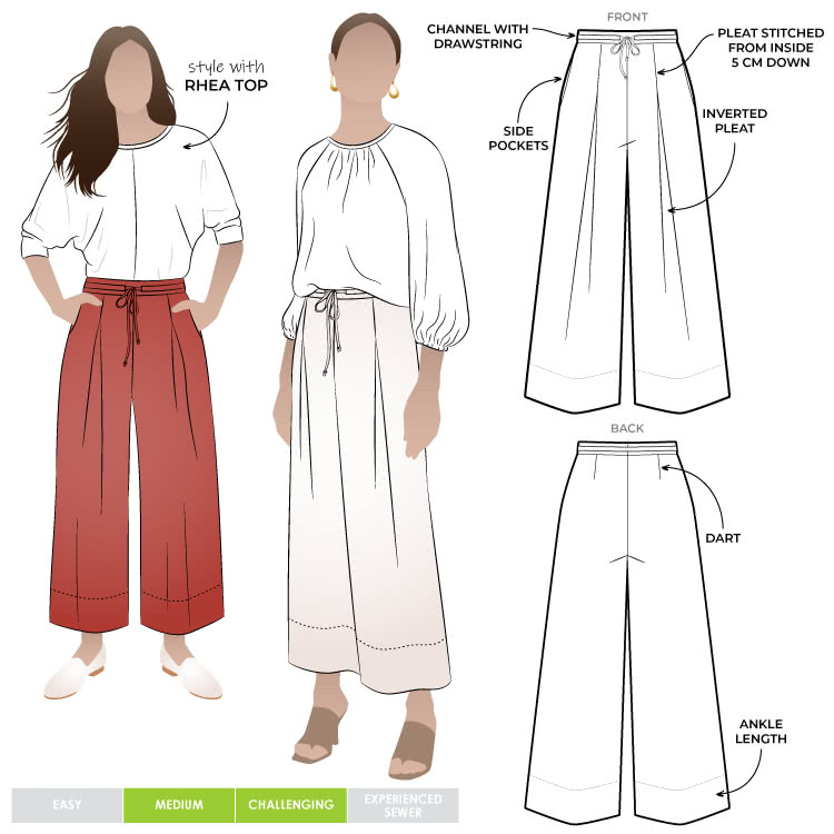 PATTERN Sewing Flare Leg Trouser XS-2XL Instant Download Easy