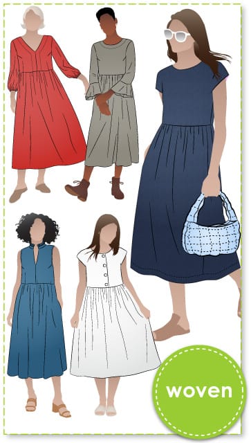 Montana Midi Dress and Montana Dress Extension Pack and Montana Bag Bundle By Style Arc - Make over 12 different looks with the Montana Midi Dress and Extension Pack patterns. Also includes the Montana Bag.