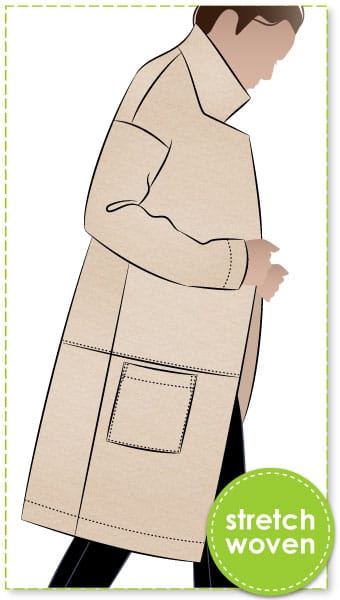 Parker Knit Coat Sewing Pattern By Style Arc - On trend long line casual knit coat with patch pockets.