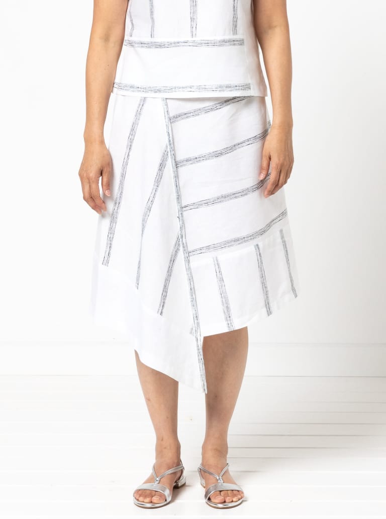 Quinn Woven Skirt Sewing Pattern By Style Arc - Asymmetrical panelled skirt