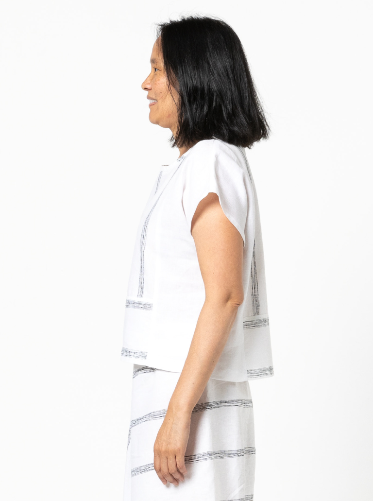 Quinn Woven Top Sewing Pattern By Style Arc - Square cut panelled top with extended shoulder line