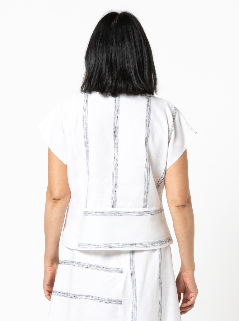 Quinn Woven Top Sewing Pattern By Style Arc - Square cut panelled top with extended shoulder line