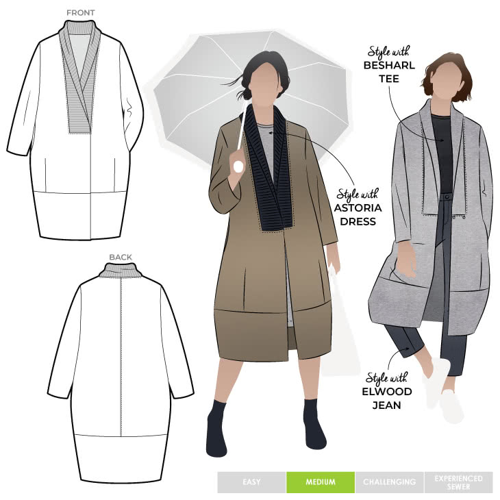 Rana Designer Coat Sewing Pattern – Casual Patterns – Style Arc