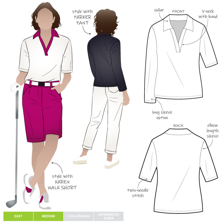 Raph Knit Polo Top Sewing Pattern – Casual Patterns – Style Arc