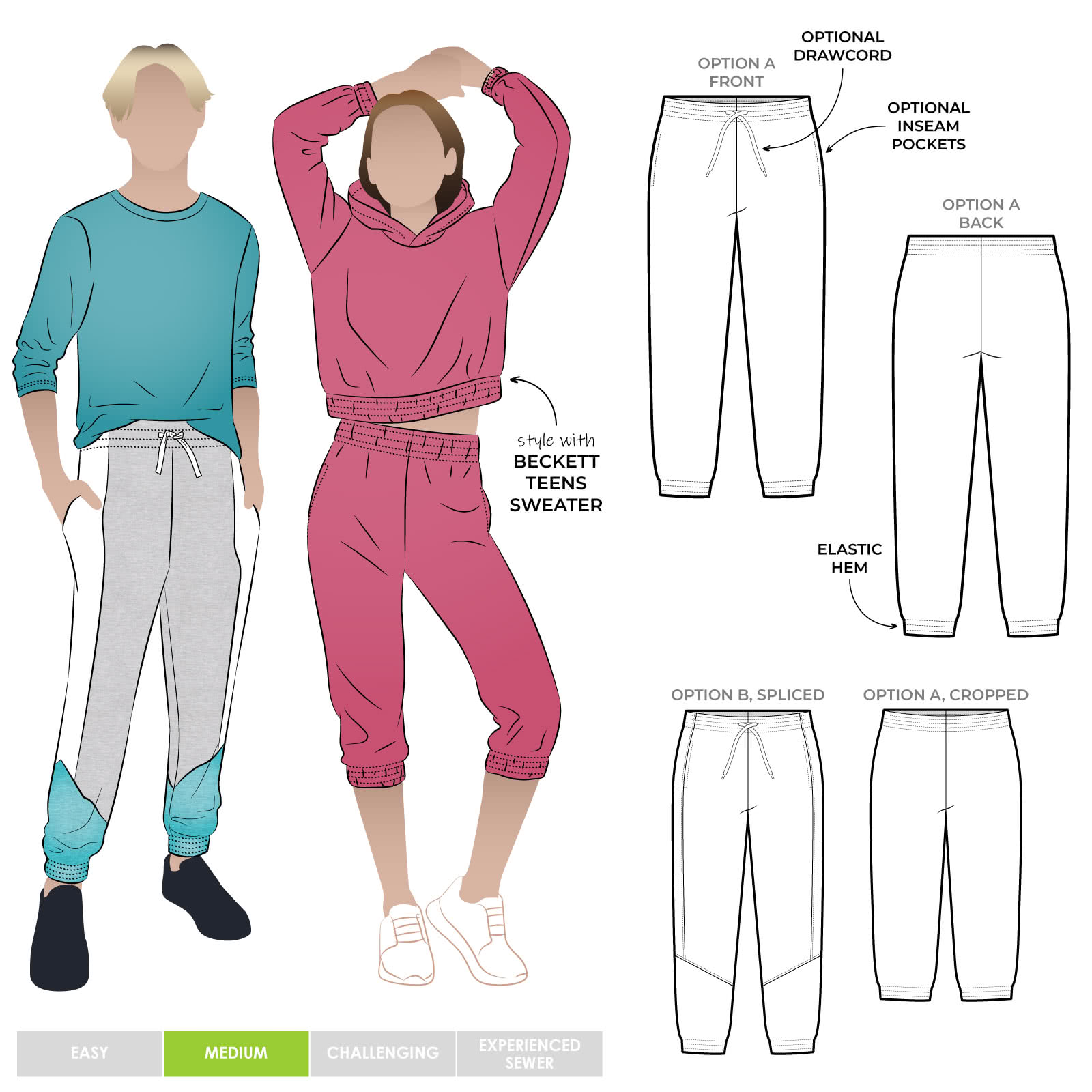 Men's sweatpants sewing pattern, Trigg shorts adaption