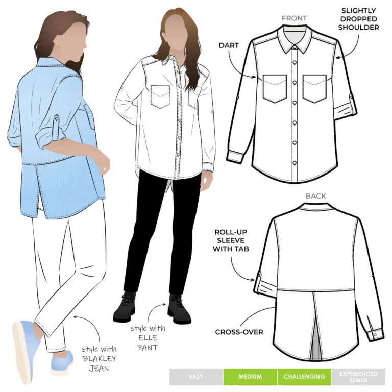 Roxy Woven Shirt Sewing Pattern – Casual Patterns – Style Arc