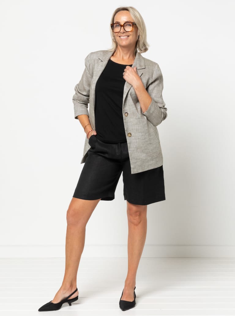 Sloane Woven Jacket By Style Arc - Relaxed style single breasted unlined jacket with pockets