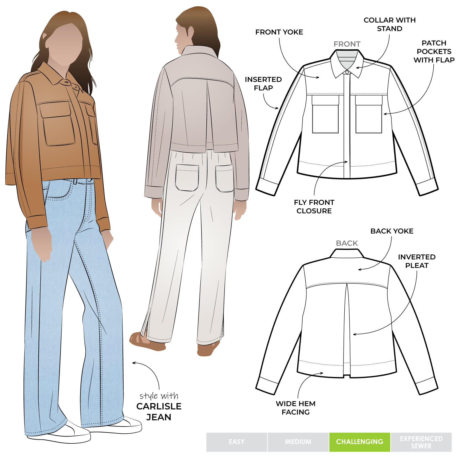 Cindy Jeans Jacket // Sizes 16, 18 & 20 // Women's Jacket PDF Sewing Pattern  by Style Arc // DIY Clothing // Sewing Projects - Etsy