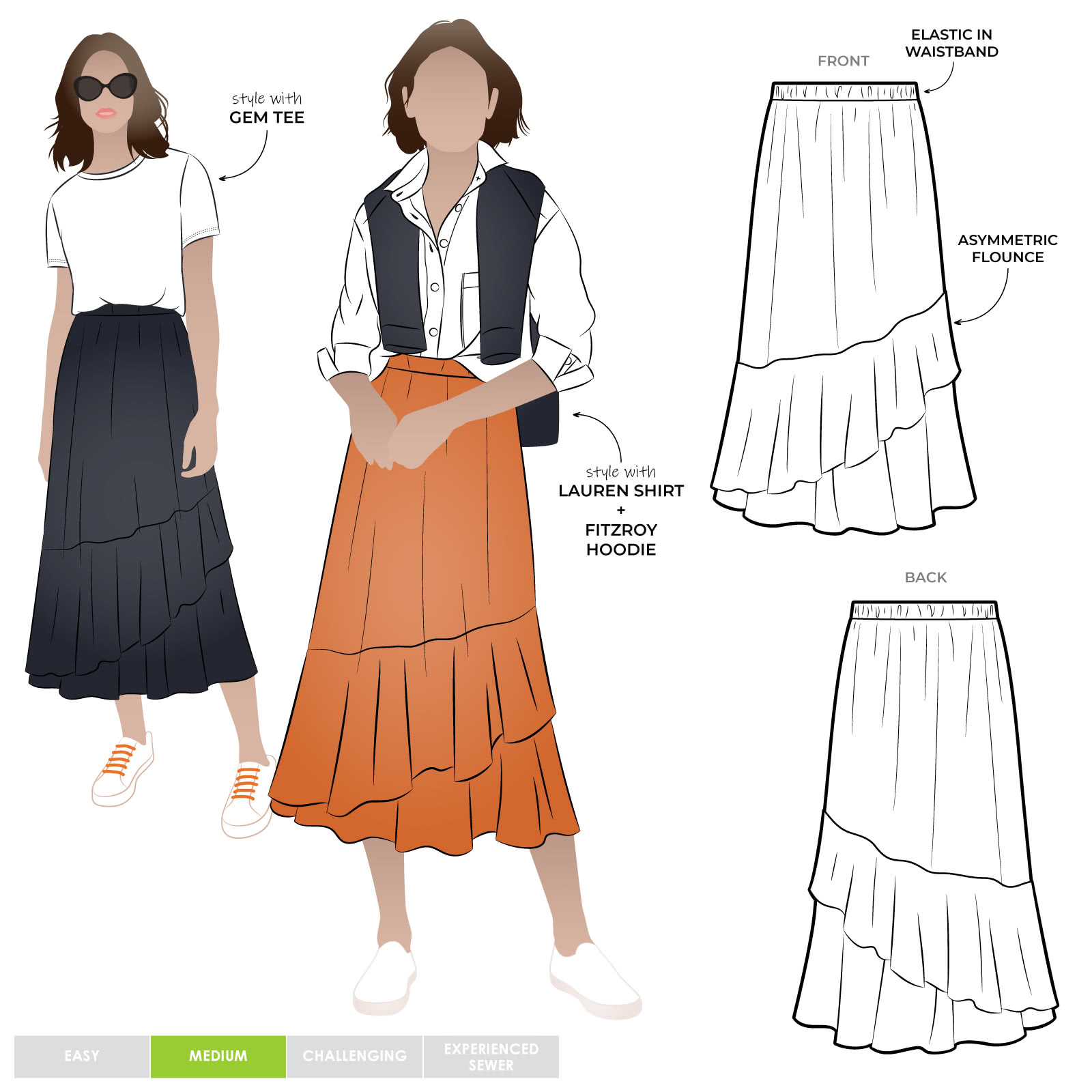 Sorrento Skirt Sewing Pattern – Casual Patterns – Style Arc