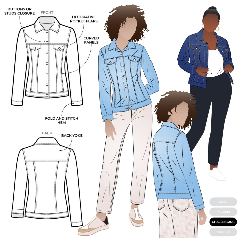 Stacie Jean Jacket Sewing Pattern Casual Patterns Style Arc