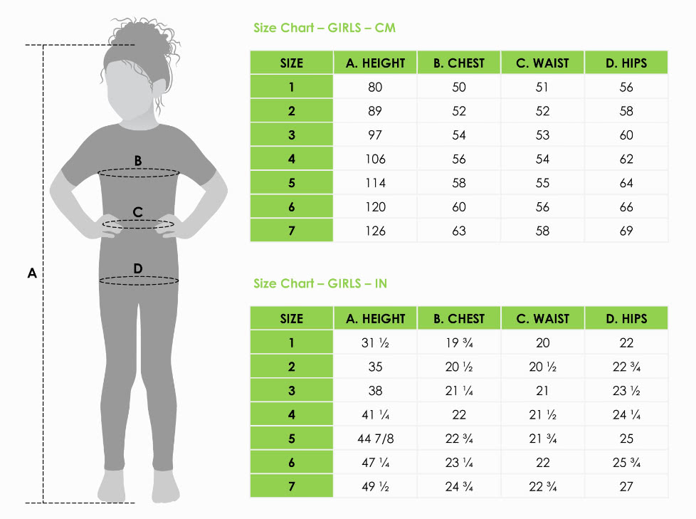Pattern For Girls Size Chart