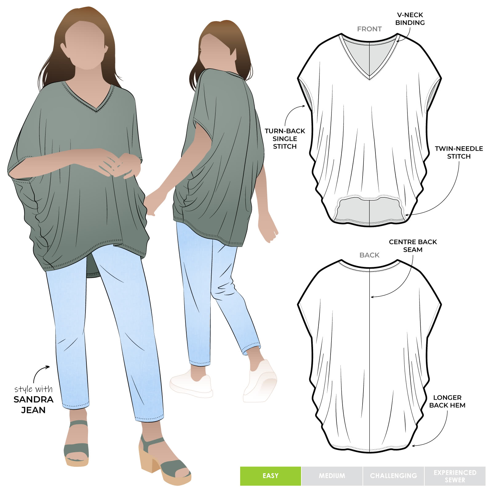 Venn Knit Tunic Sewing Pattern Top Sewing Pattern – Casual